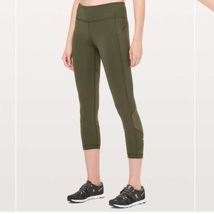 Lululemon Pace Rival Mid Rise Crop 22” Tights Leggings Dark Olive Size 4